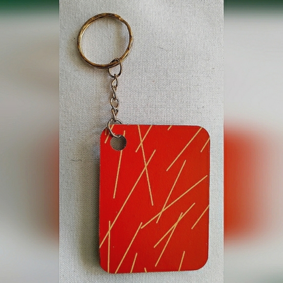 NEW Handmade Keychain Bag Tag! Italian Wood - Lines2. "I LOVE My Bag" Wood Heart - Picture 2 of 6